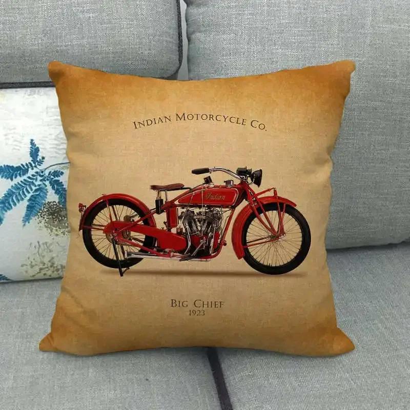 Decorative Cushion Cover For Chair Industrial Style Motorcycle Printed Pillowcase Home Decor Sofa Living Room Throw Pillow Cover