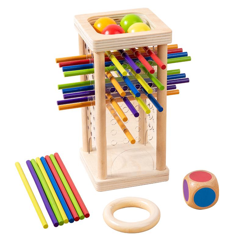 New 3in1 Wooden Stick and Tower Game Arithmetic Early Education Montessori Toys Thinking Training Parent-child Interactive Toy