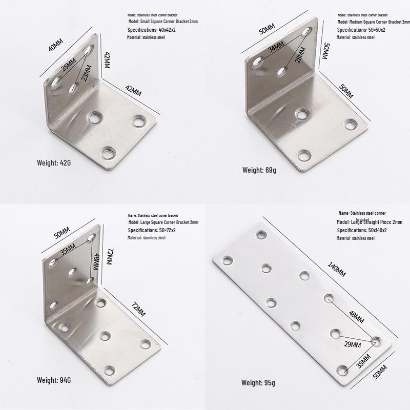 90° L-Shaped Stainless Steel Angle Bracket for Furniture and Shelves