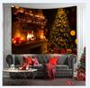 Christmas Tree Print Tapestry Wall Hanging Background Cloth Decor Red Santa Claus Polyester Tapestry Home Room Wall Decoration