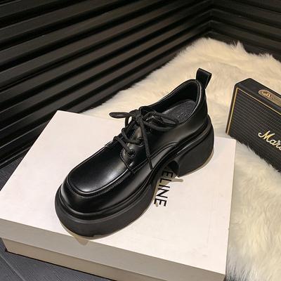 Chaussures en cuir style cuir petites chaussures en cuir pour femmes printemps nouveau mocassins à lacets chaussures à plateforme pour femmes chaussures simples