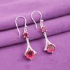 Pink Rubellite Gemstone 925 Stamped Silver Jewelry Zircon Wedding Earring 1.84" CZE-9-9