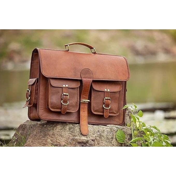 Bag Leather Laptop Messenger Briefcase Shoulder Mens Men Genuine Vintage Satchel