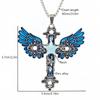 Glow-In-The-Dark Angel Wing Cross Necklace Gothic Luminous Pendant Necklace Jewelry Gift
