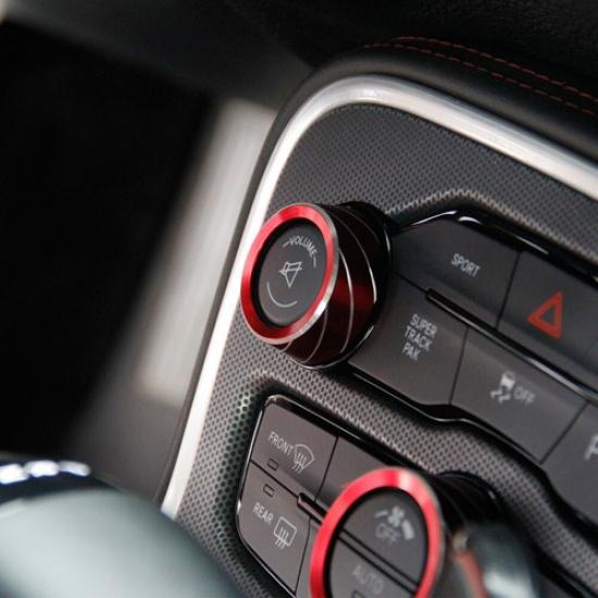 Red Aluminum Air Conditioner CD Button Knob Ring Cover Trim for Dodge Charger
