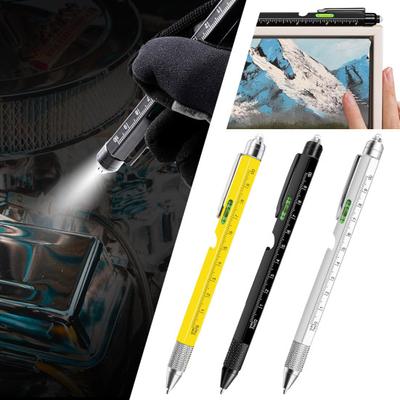 Multi-purpose Tool Pen Men LED Light Screwdriver Ruler Stylus Level Bottle Opener Gadgets 9-in-1 Multitool Pen