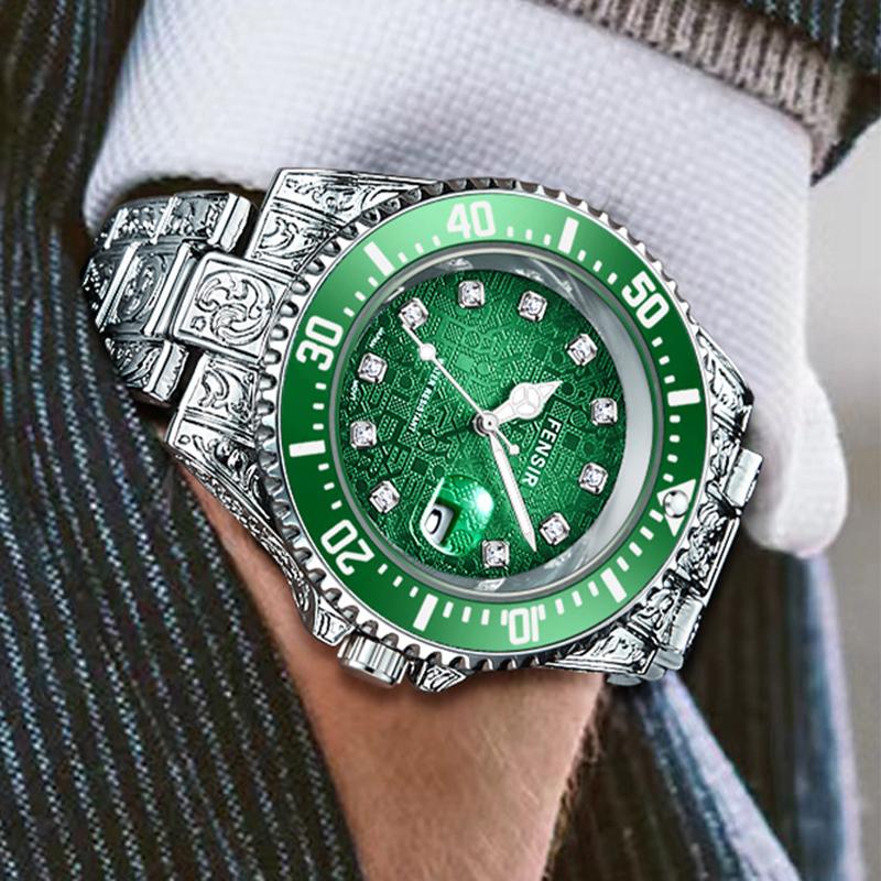 Patterned Steel Band Bracelet Men's Quartz Watch Waterproof Watch Fashionable Personalized Outdoor Sports Reloj