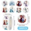 500pcs/Roll Frozen Princess Elsa Cartoon Sealing Sticker DIY PVC Laptop Decals Decoration Stiker Reward Gift Toys