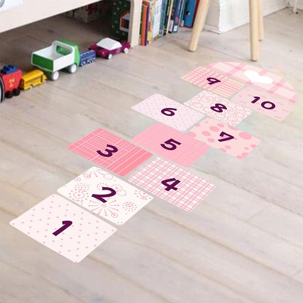 PVC Hopscotch Game Floor Stickers Self-adhesive Wall Art Cartoon Number Grids  Home Decoration