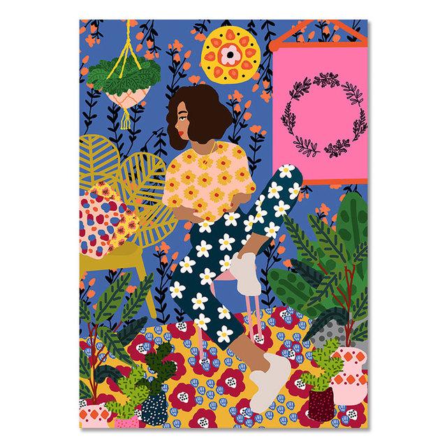 Tropical Colorful Girl Car Flower Koala Leopard Wall Art Malba na plátně Plakáty a obrazy Nástěnné obrazy pro dekoraci obývacího pokoje Bez rámu