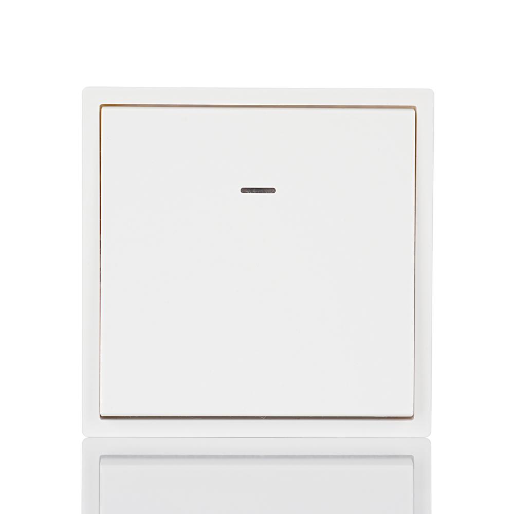 White Black Grey Gold Flame Retardant PC Panel European Standard 1 Gang 1 Way Wall Light Rocker Switch with LED Indicator (White,86*86mm&Eu Standard) белый