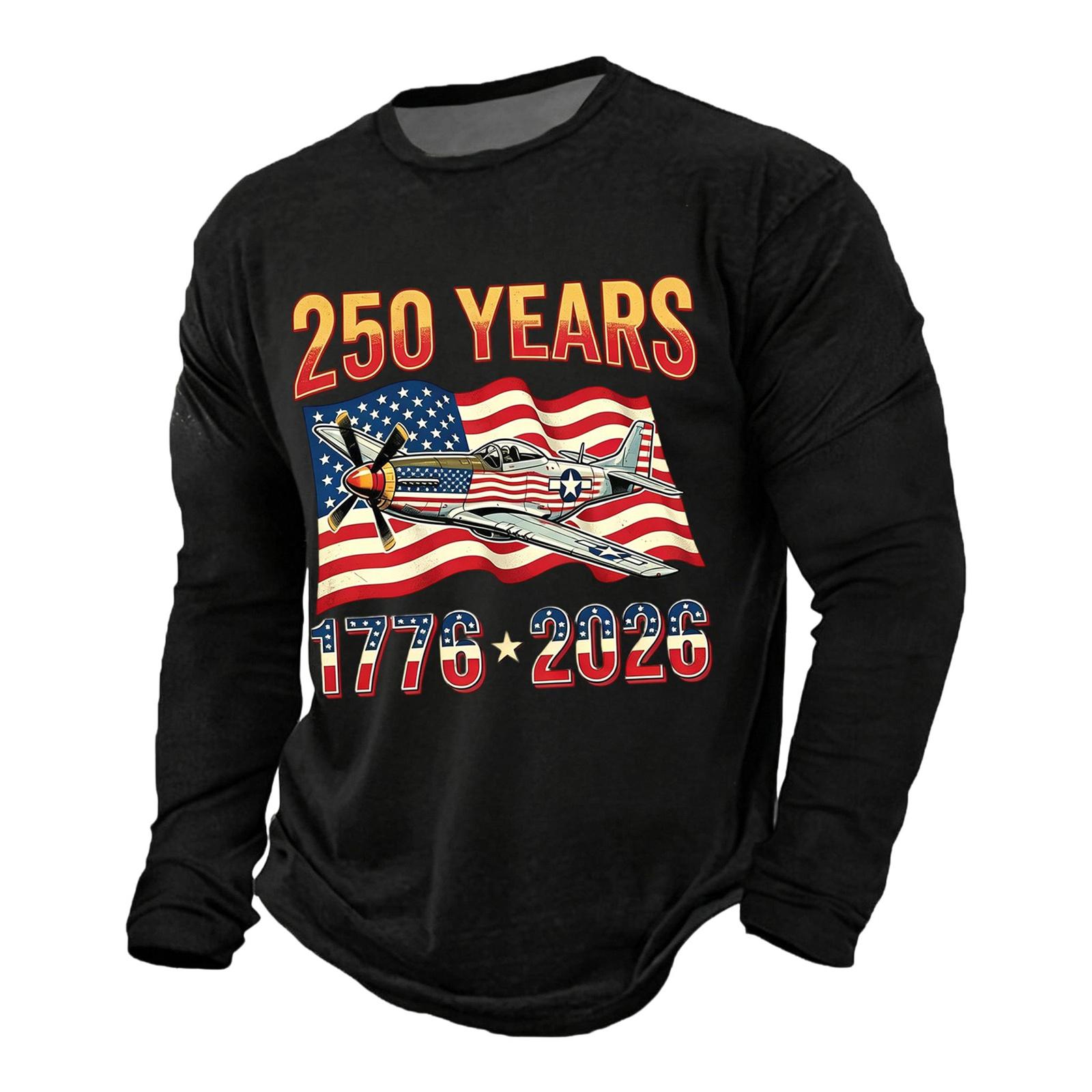 

Men s Casual Short Sleeve T-Shirt Independence Day Style Commemorative Design 250 Years 1776-2026 Printed Graphic Tee for Everyday Wear XXXL чорний