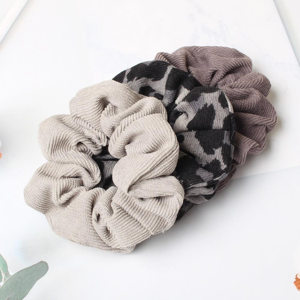 Leopardenmuster Scrunchie Kord Herbst Winter Kord Samt Einfarbiges Scrunchie Set Elastische Haarbänder Tierdruck Pferdeschwanz Haargummi Seil