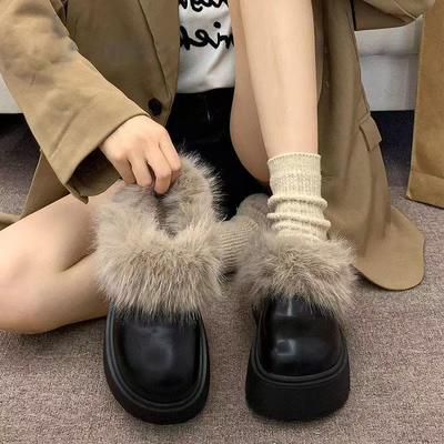 Gehen Sie raus, um sich warm zu halten, Xiaoxiangfeng Baumwollmop mit Kappe, superweicher dicker Boden, aufgeschüttelte und verdickte flauschige Hausschuhe für Damen