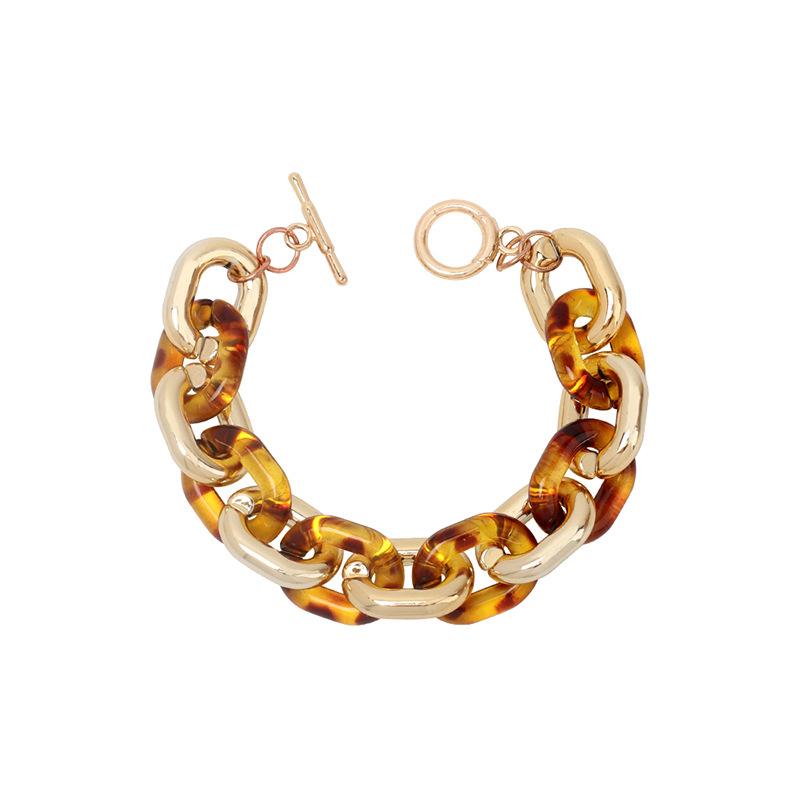 

Retro ethnic style acrylic resin color matching leopard print bracelet, niche fashion personalized design sense jewelry цветной печати леопарда