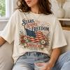 Stars Stripes Freedom Shirt, Comfort Colors Ivory Patriotic Tee, Vintage American Flag 4th of July Gift for Women and Men, USA Tee