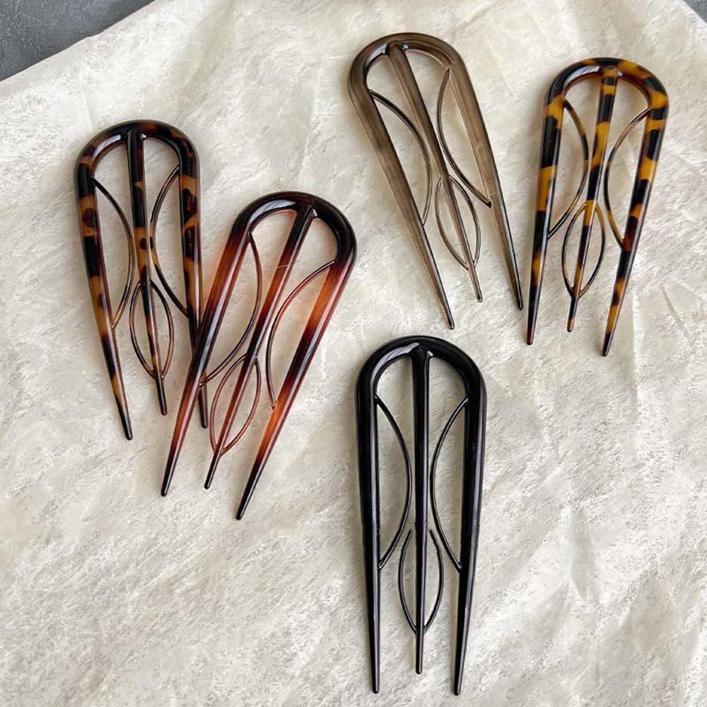 Waterproof Leaf U-shaped Hair Stick Geometric Headwear Elegant Resin Hair Fork  Festival