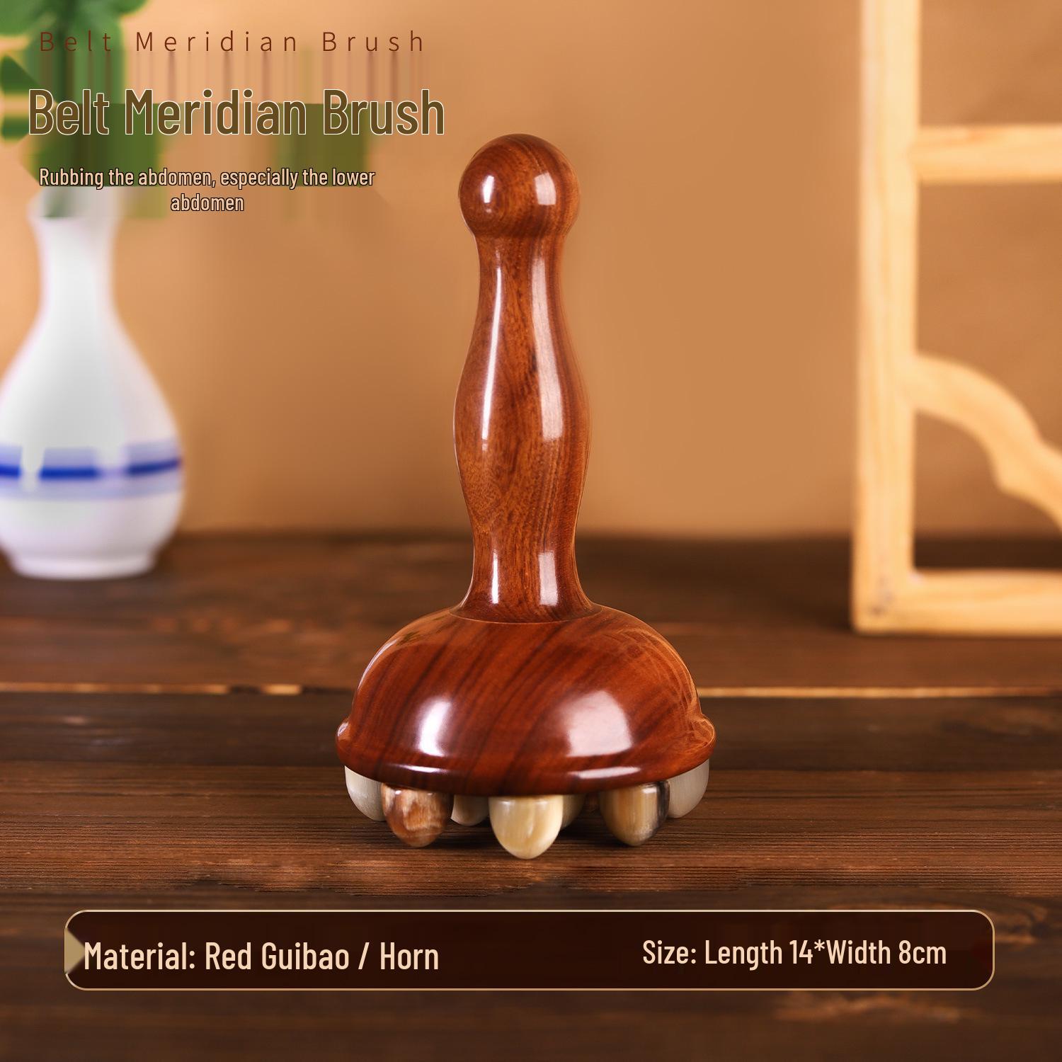 

Red Noble Buffalo Horn Meridian Massage Comb - 12-Tooth, Long Handle, Thickened for Body, Abdomen, and Leg