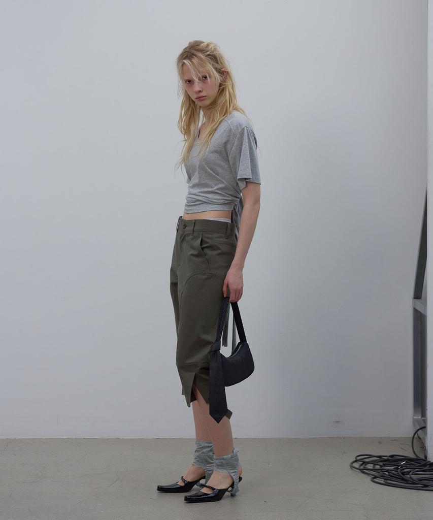 LCDC™ Back Slit V-Neck Top (Melange Gray)