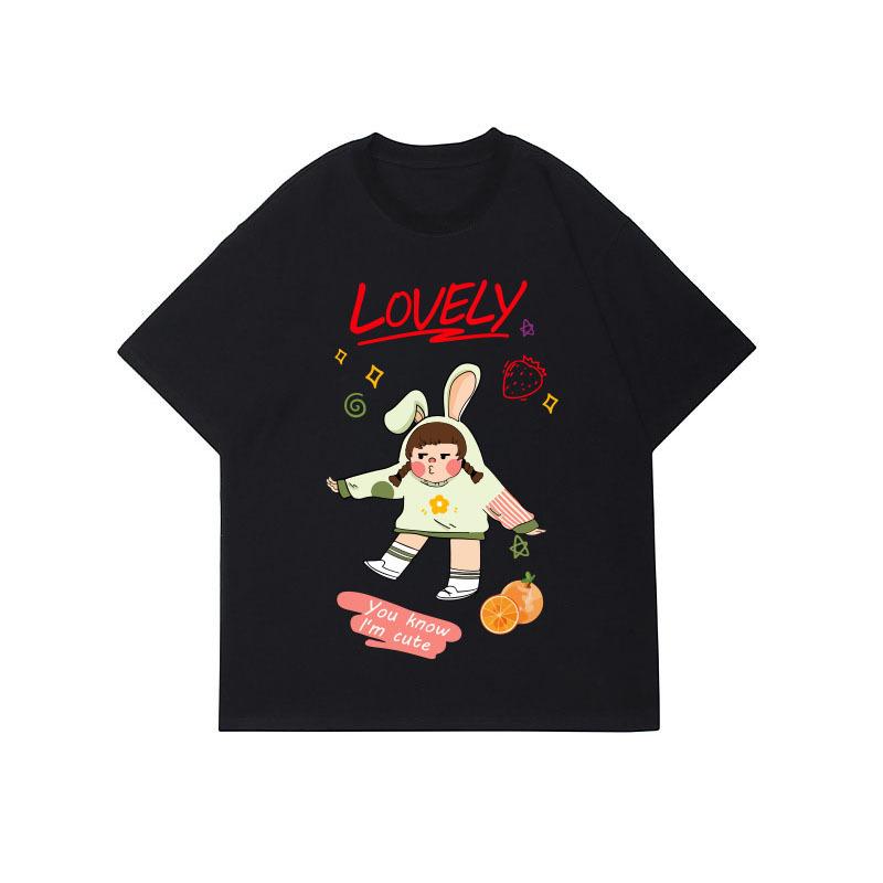 Y2k Japanese Harajuku Blouses Cute Print Couple Dress T-shirt Women's Clothing Kawaii Girls Graphic Tops Korean Fashion Clothes