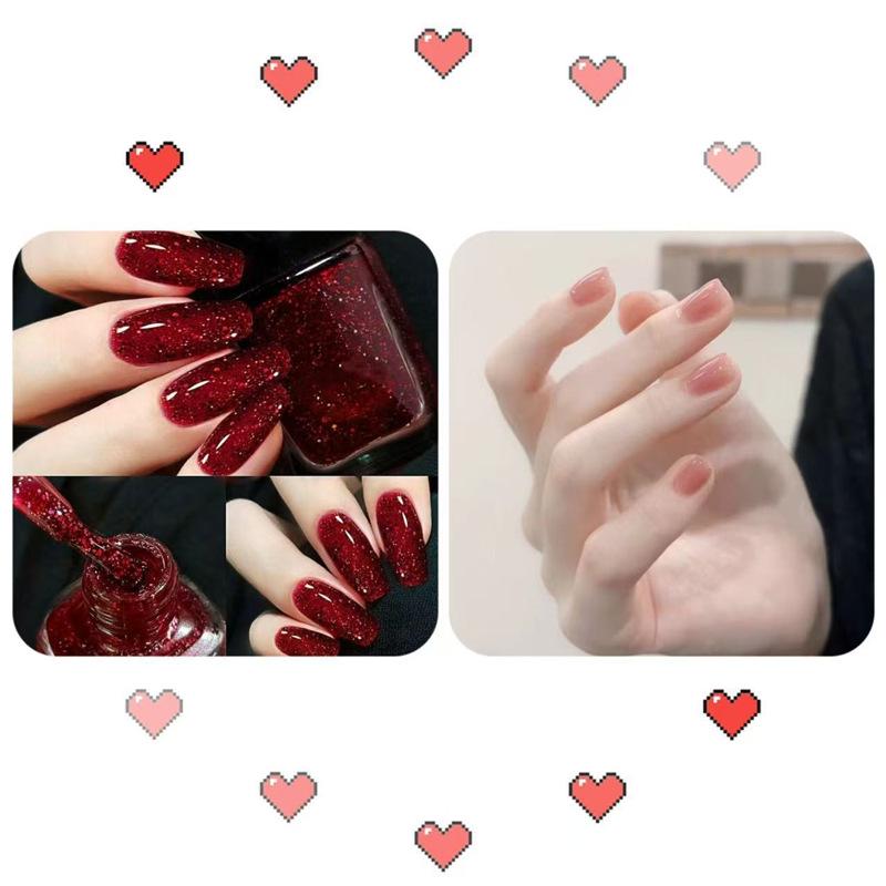 2026 New Year Red Super Sparkle Waterproof Nail Polish with Crushed Diamonds - Luxurious Whitening Formula