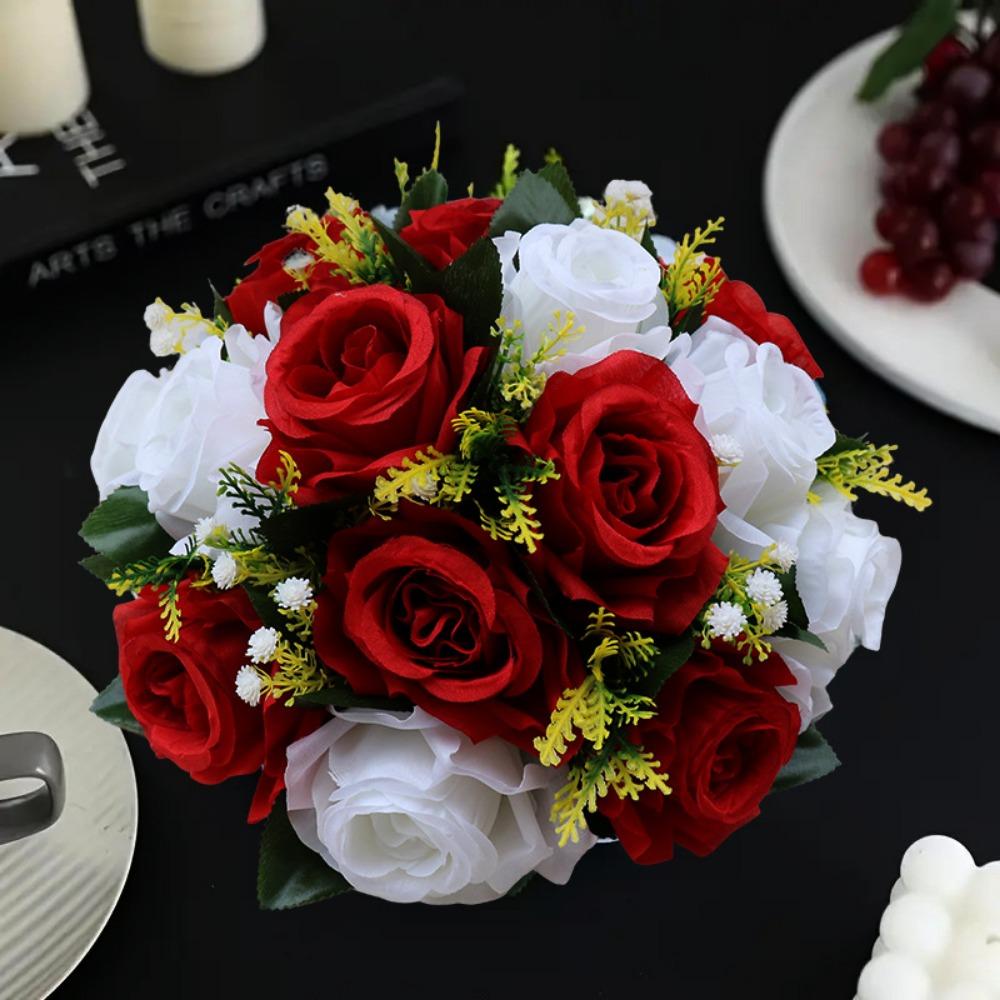 15 Heads Real Happy Flower Mini Photography Photo Gift Valentine's Day Flowers 10 Colors Rose Flowers Decorative Home Decorative
