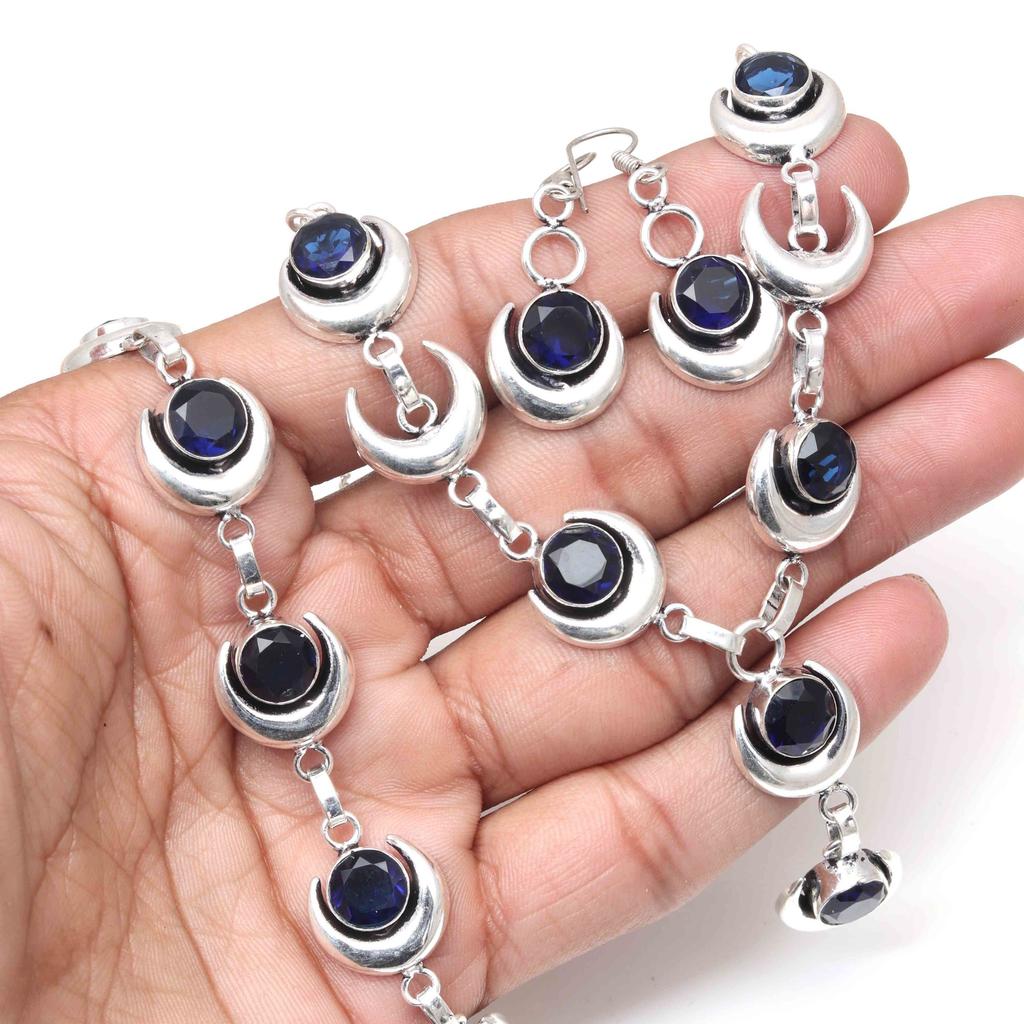 Tanzanite Quartz Gemstone Women's Unisex Jewelry Necklace Set 18-20''
