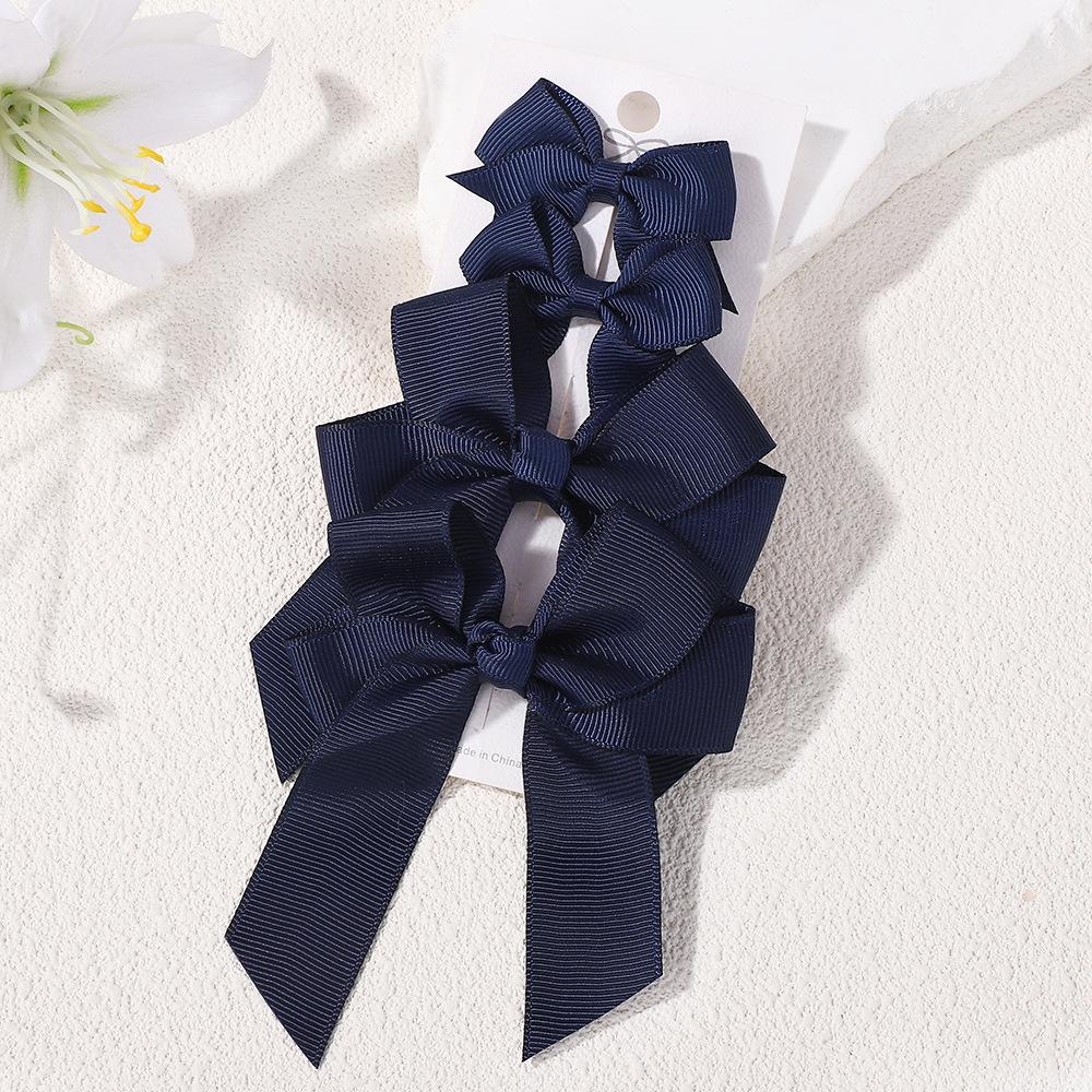 Long Ribbon Tail Ribbed Texture Bowknots Set Pastel Pink Lavender Blue Gradient Hair Clips For Sweet Feminine Hairstyle