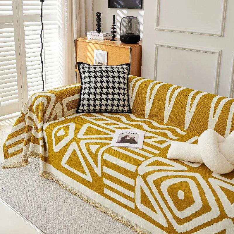 Bohemia Sofa Blanket Chenille Fabric Sofa Covers Four Seasons Universal Tassel Throw Blankets Anti-cat Scratch Towel Protector