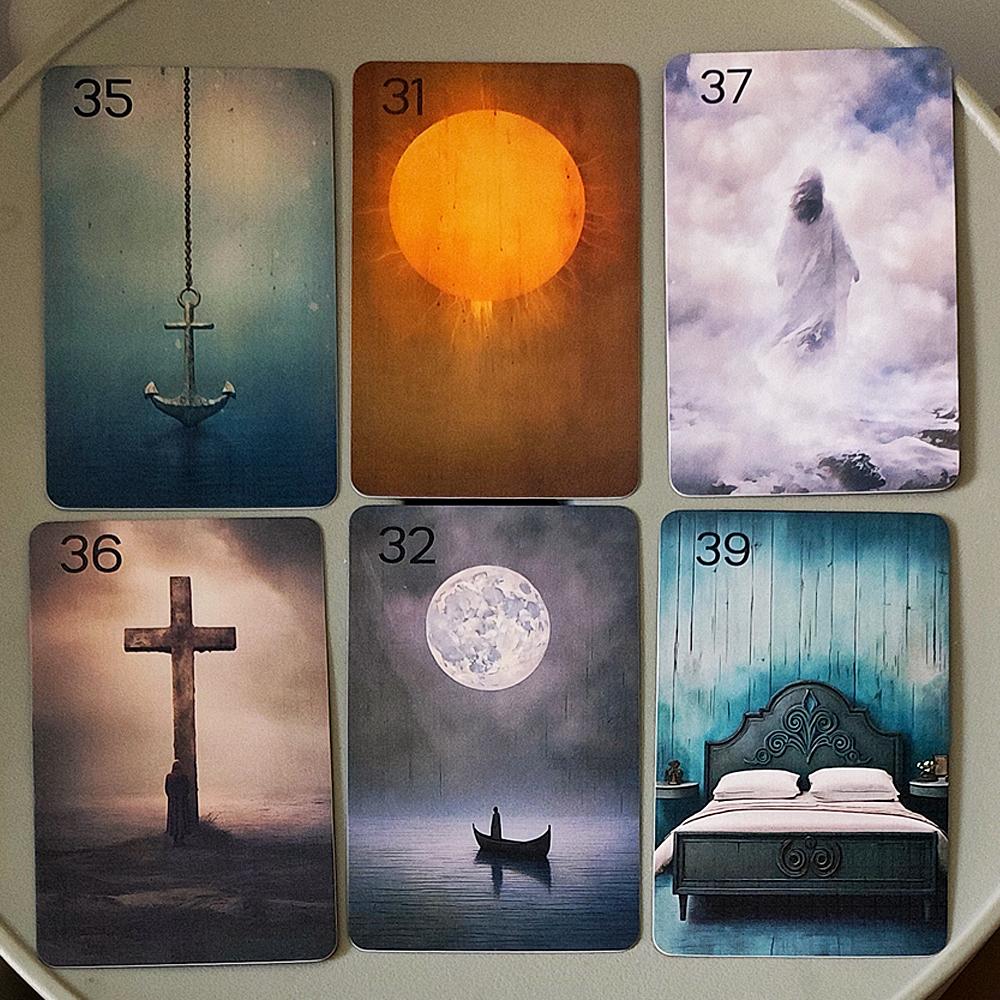 Carte Lenormand Silbernacht, 9*6cm 76 Pezzi Carte per Divinazione Stile Pittura a Olio Vintage Doppia Embossatura Dimensioni Portatili