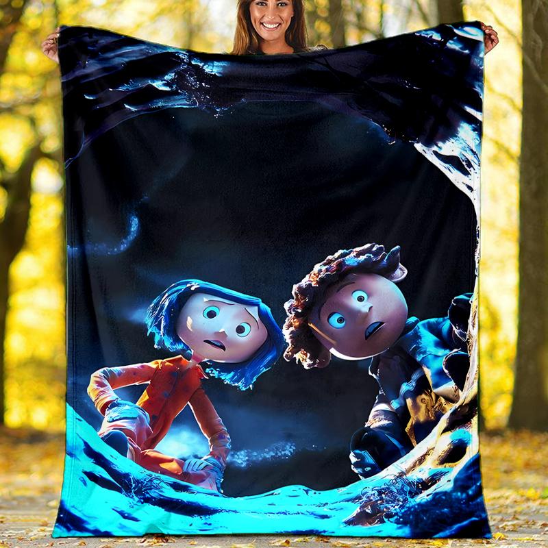 Coraline Theme Printed Blanket - Perfect for Couch, Bed, Travel & Outdoor Use | Machine Washable, Cozy & Durable.