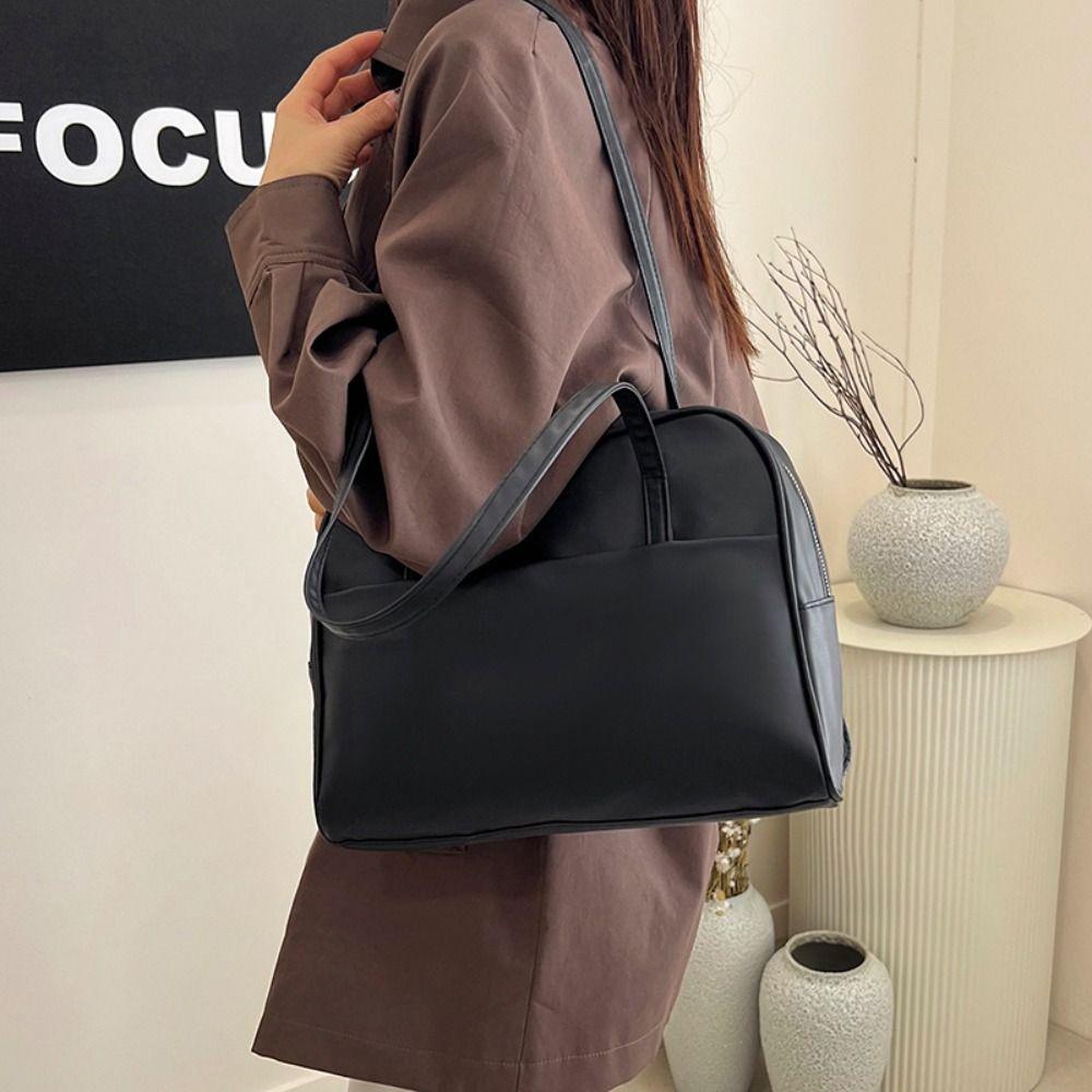 Korean Style Pu Leather Tote Bag Large Capacity Women's Handbag Vintage Boston Shoulder Bag  Lady