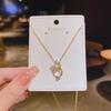 14K Gold Double Ring Necklace with Rhinestones - 2022 Light Luxury Collection