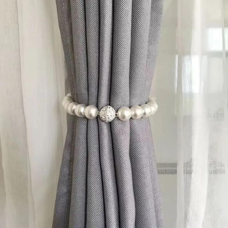 1PCS Simulation Pearl Magnetic Curtain Tiebacks Curtain Ties Car Curtain Ties Decorative Ties Bundle Rope Children's Room Decoration