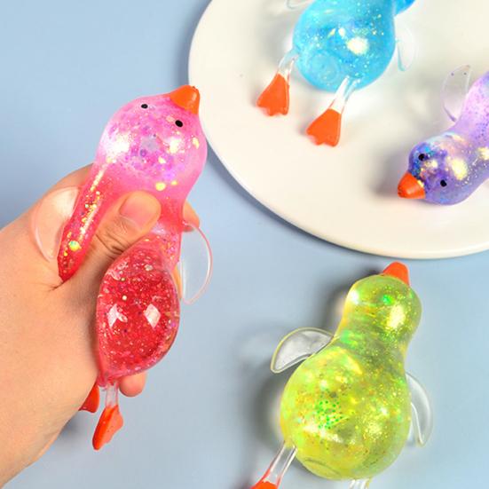 Transparent Glitter Duck Squeeze Toy Mini Lying Duck Anxiety Relief Sensory Toy