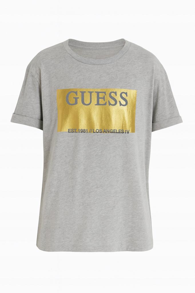 Guess T-Shirt Damski Błyszczący Szary S 0A4E5* S 0_4