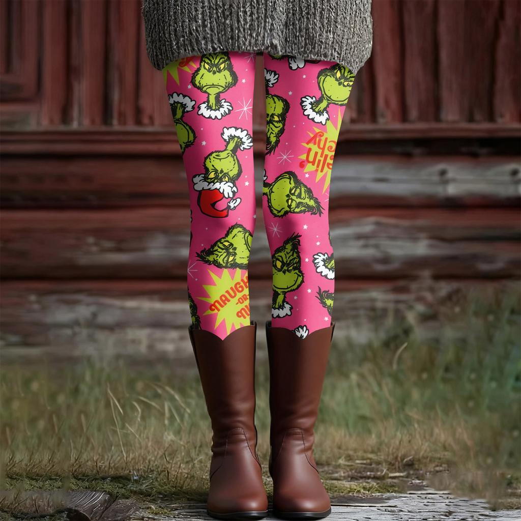 Women's Casual Fashion Outdoor Christmas Printed Slim Elastic Yoga Pants Cropped Pants