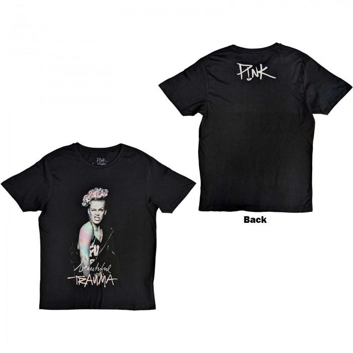 Pink Unisex Adult Wink Back Print T-Shirt