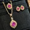 Gorgeous Sparkling Cubic Zirconia Engagement Jewelry Sets For Women Personality Wedding Party Birthday Necklace Ring Earrings