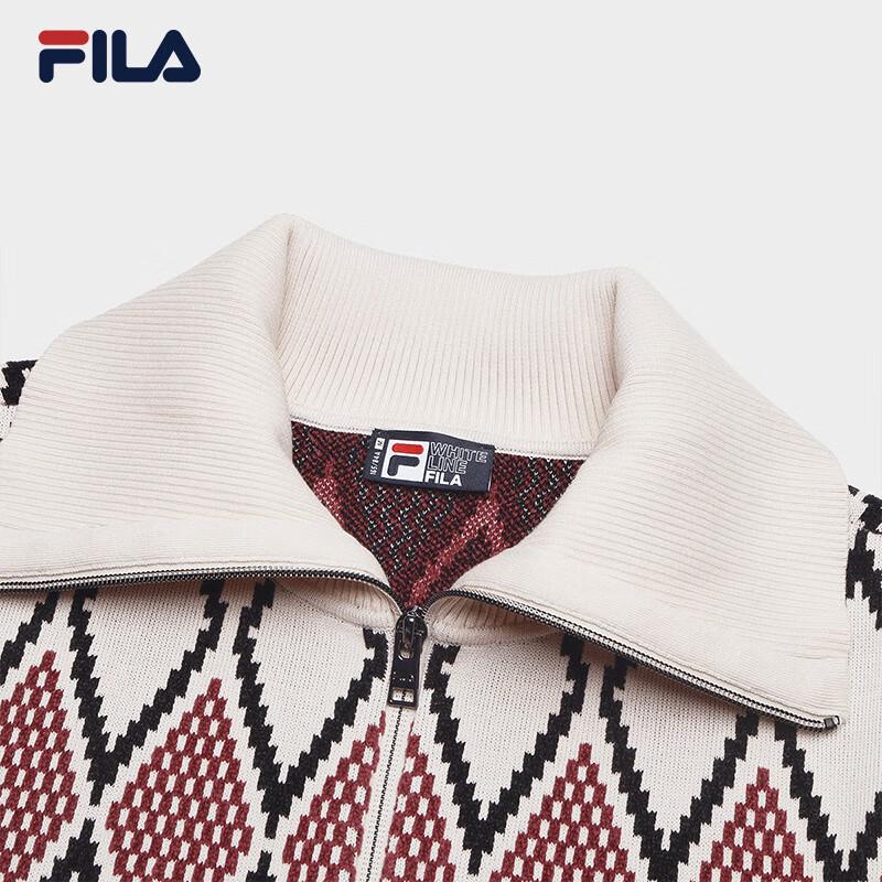 FILA Women's Geometric Jacquard Lapel Knit Cardigan