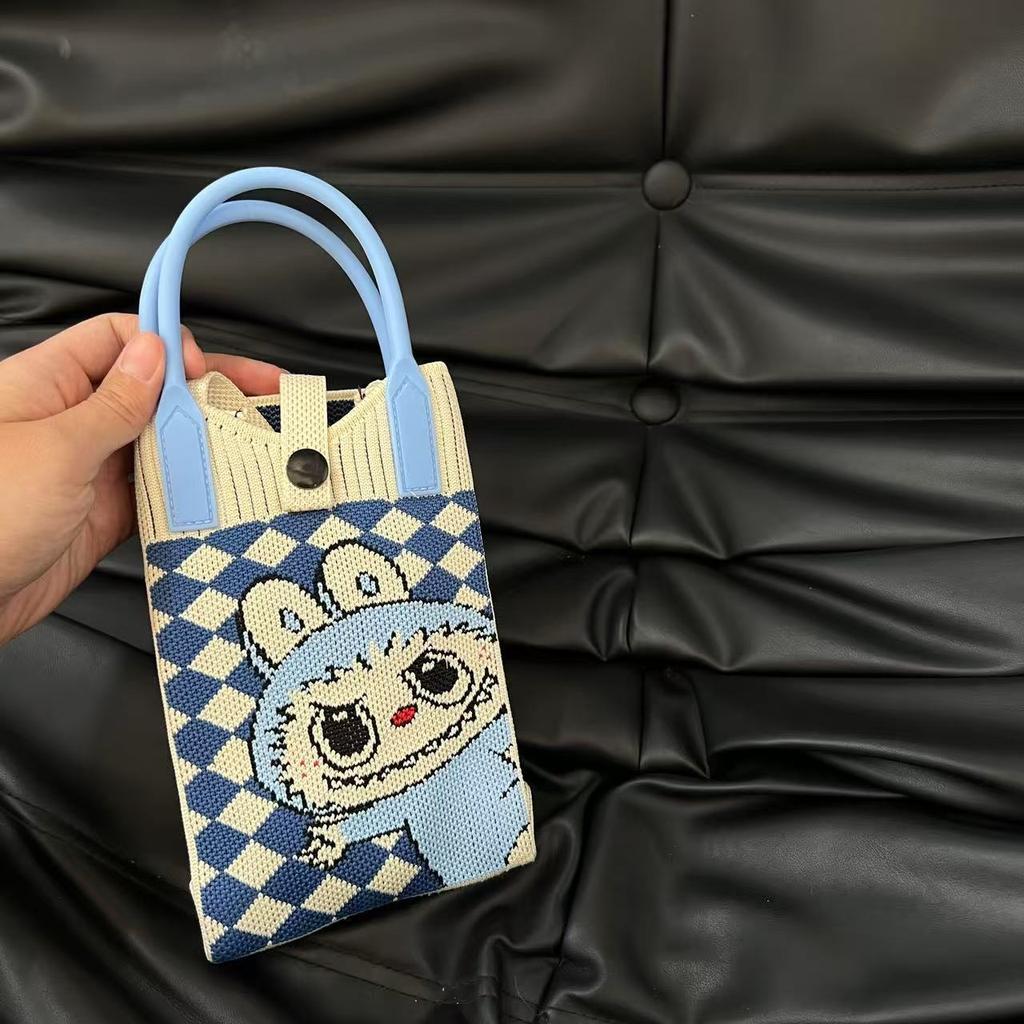 Labubu niedliche gestrickte Umhängetasche Geldbörse Handtasche