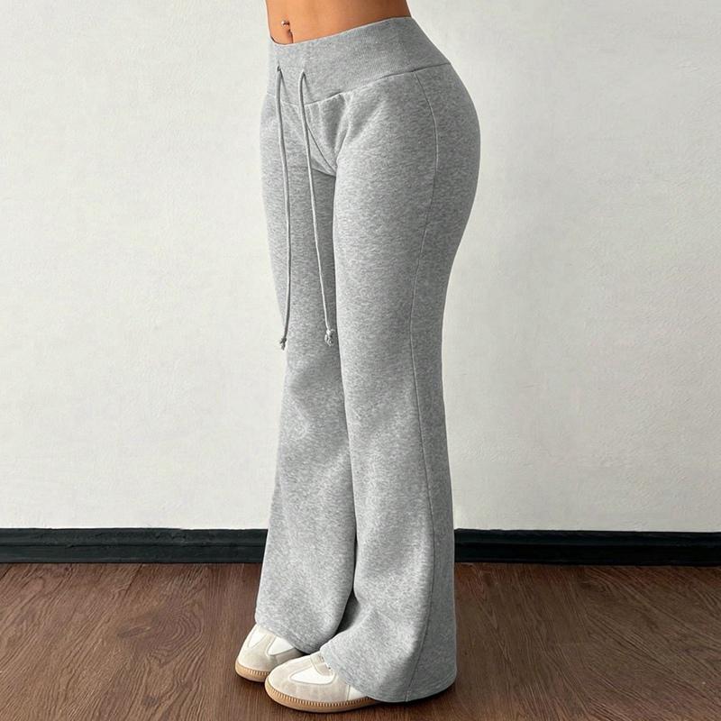 Dámské ležérní tepláky s vysokým pasem a fleecovou podšívkou v jednobarevném provedení