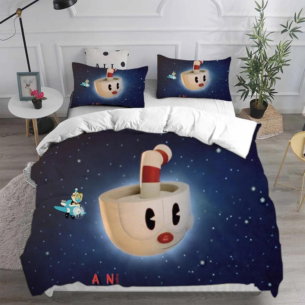 Cartoon Cuphead Duvet Cover Pillowcase Bedding Set Boy Girl Children adults Bedroom Decoration Children Gift Single Double Size
