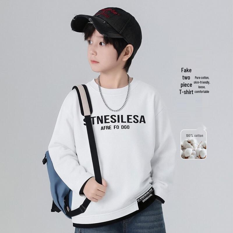 Boys  Cotton Blend Long-Sleeve Crew Neck T-Shirt 120