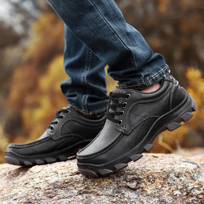 Genuine Leather Male Comfortable Loafers Male All Match Flats Outdoor Mens Casual Hiking Shoes Men Non Slip Walking Footwear