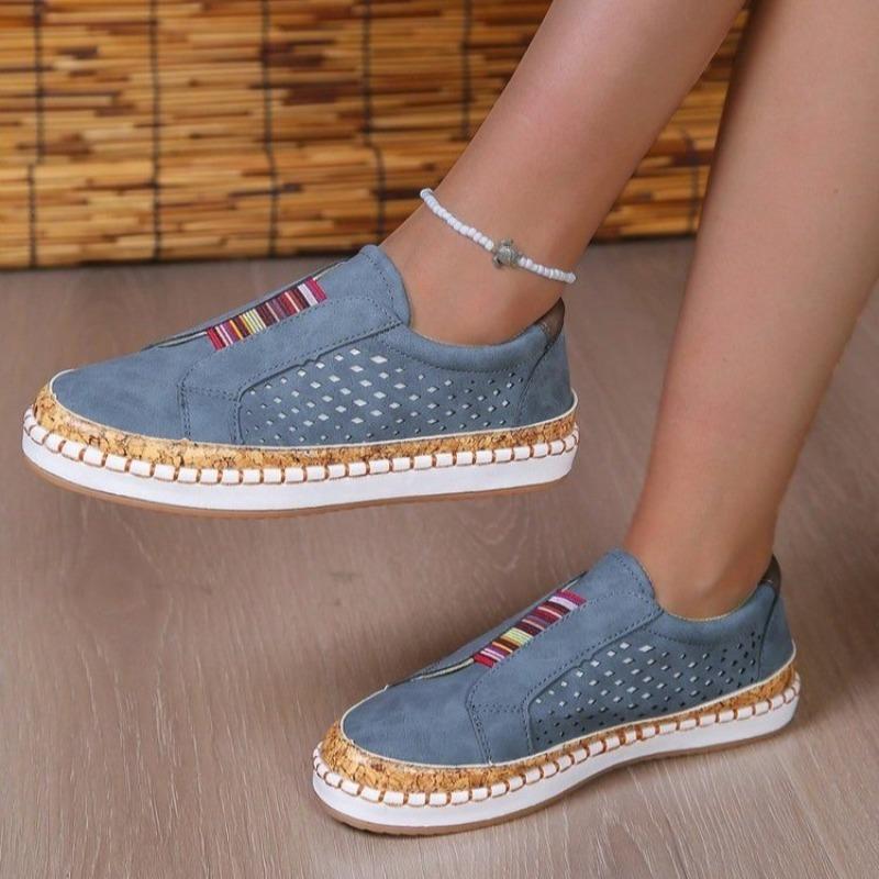 

Модная женская вулканизированная обувь Дышащие перфорированные повседневные кроссовки Женские слипоны Лоферы с мелким вырезом Большой размер Удобная обувь Женская 43 синий