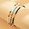 Rainbow Rice Beads Anklets For Women Silver Color 3pcs/Set Multicolor Foot Chain Ankle Bracelet Beach Jewelry Summer Accessories