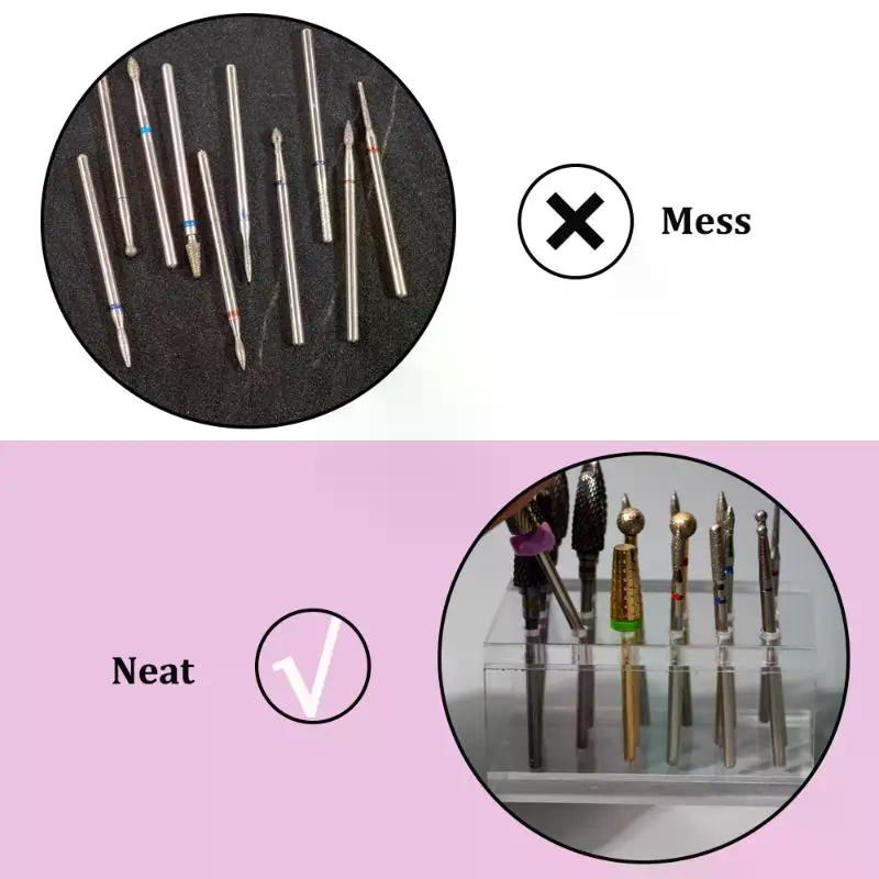 18 Hole Acrylic Nail Drill Bits Holder Polishing Head Storage Board Nail Grind Head Organizer Empty Container Manicure Tool