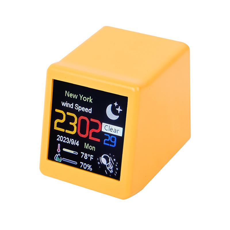 Small Portable Smart Wifi Weather Station Display Weather Temperature Humidity Time Alarm Clock Desktop Decoration оранжевый