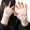 Cute Cat Claw Half Finger Plush Gloves for Women In New Autumn and Winter Plus Velvet Thickened Warm Wrist Protection for Touch Screen Writing